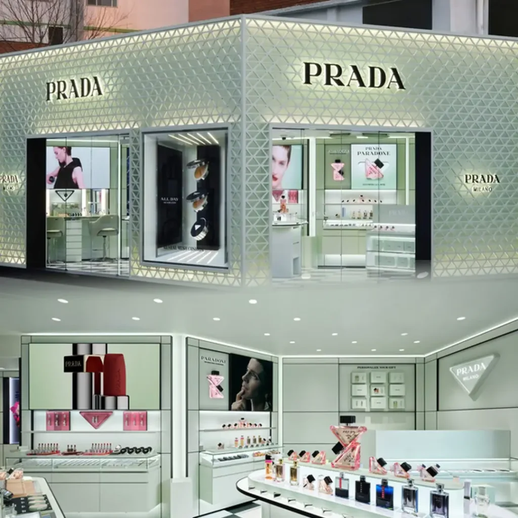 Prada Beauty Seongsu view of inside and outside