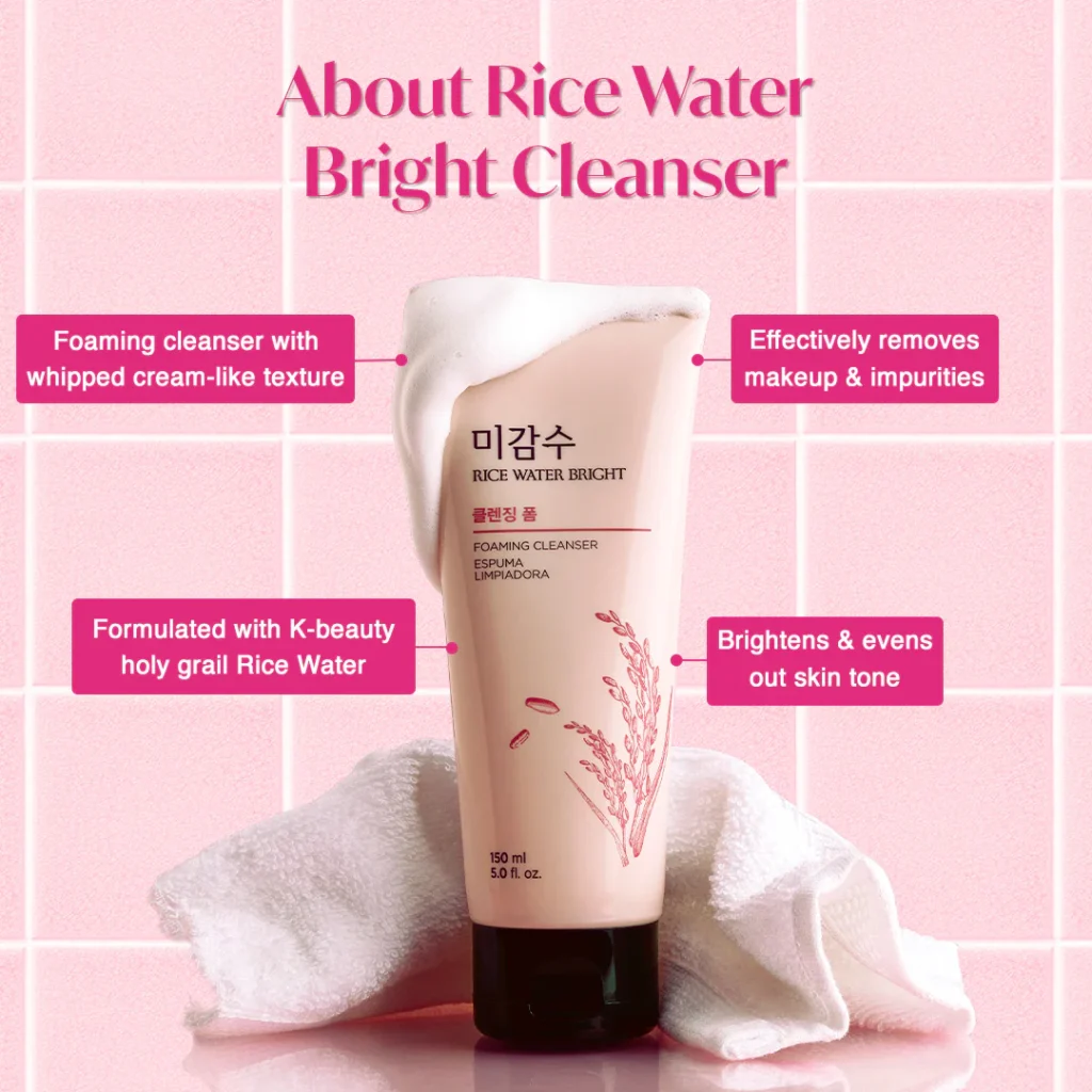 The Face Shop Rice Water Bright Foaming Facial Cleanser face wash for sensitive skin
